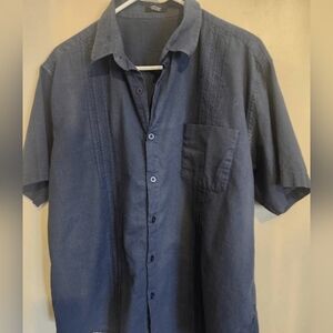 M16 Coofandy Short Sleeve Black Button-up Shirt W Decorative Pleating Down Front